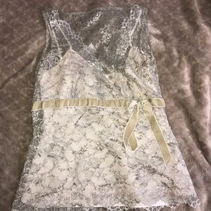 Nice silver white silk tank top
